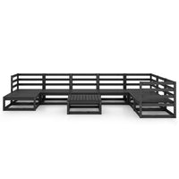 Set Divani da Giardino 9 pz Nero in Legno Massello di Pino 3075723