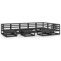 Set Divani da Giardino 10 pz Nero in Legno Massello di Pino cod mxl 37530