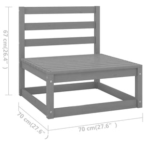 Set Divani da Giardino 8 pz Grigi in Legno Massello di Pino 3075776