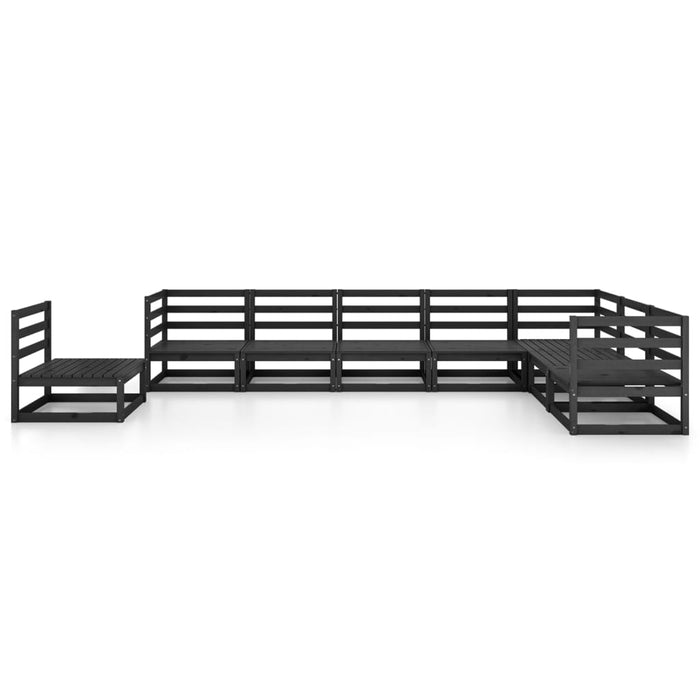 Set Divani da Giardino 8 pz Nero in Legno Massello di Pino cod mxl 41710