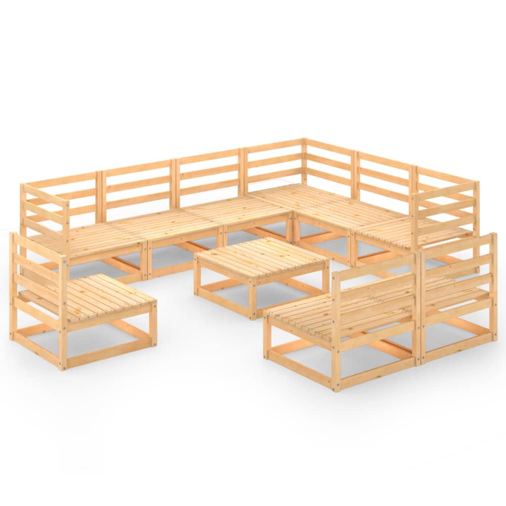 Set Divani da Giardino 10 pz in Legno Massello di Pino 3075789