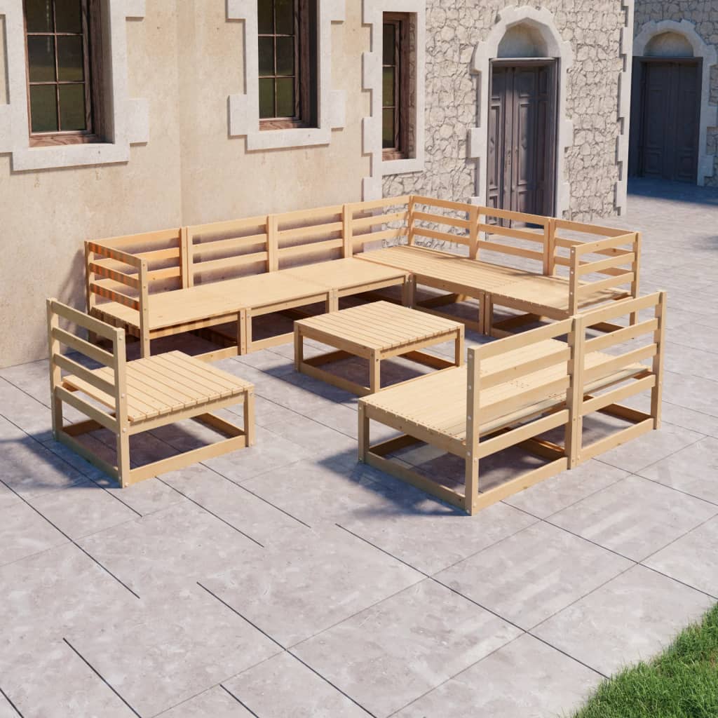 Set Divani da Giardino 10 pz in Legno Massello di Pino 3075789