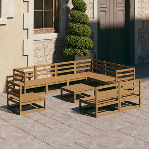 Set Divani da Giardino 10 pz Marrone Miele in Massello di Pino 3075797