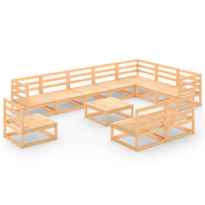 Set Divani da Giardino 11 pz in Legno Massello di Pino cod mxl 37567