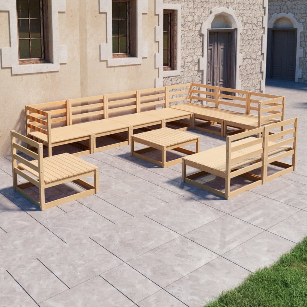 Set Divani da Giardino 11 pz in Legno Massello di Pino cod mxl 37567