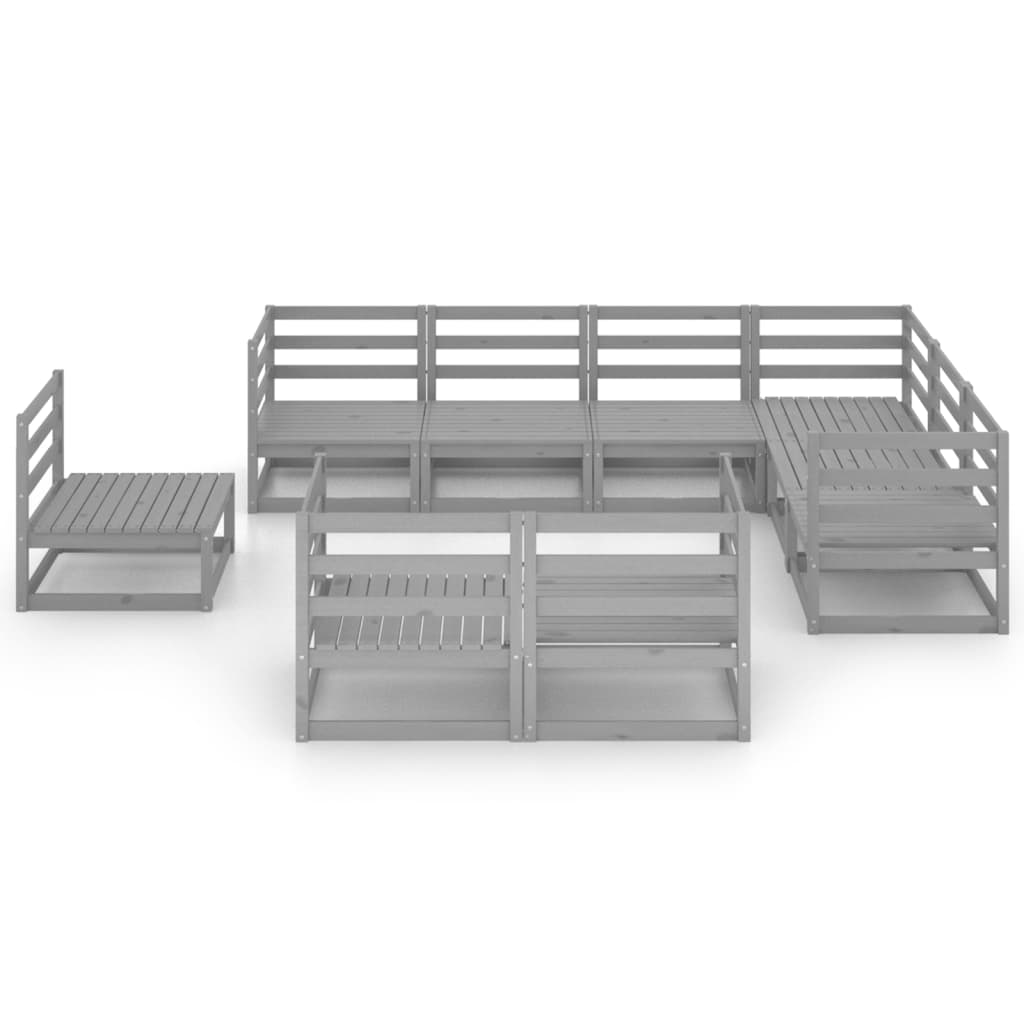 Set Divani da Giardino 9 pz Grigi in Legno Massello di Pino cod mxl 37575