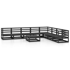 Set Divani da Giardino 9 pz Nero in Legno Massello di Pino cod mxl 37602