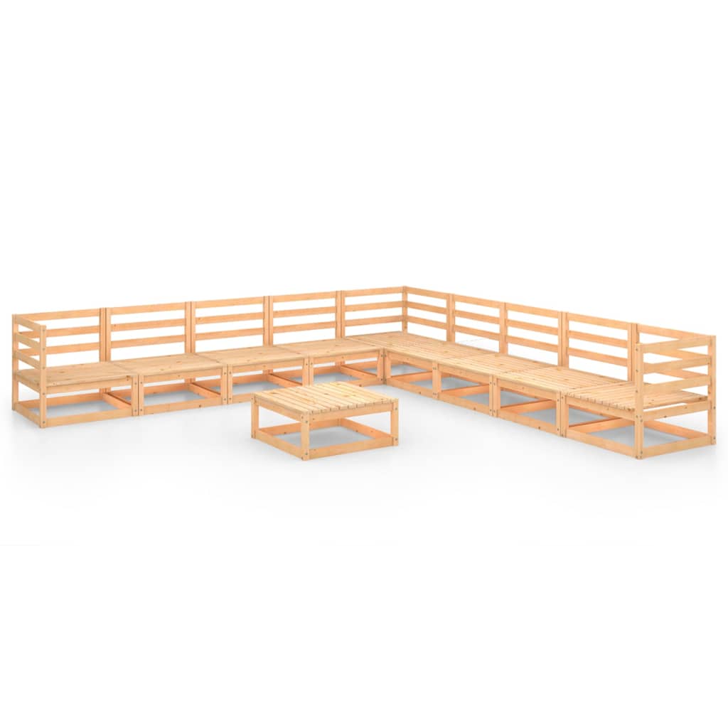 Set Divani da Giardino 10 pz in Legno Massello di Pino cod mxl 37617