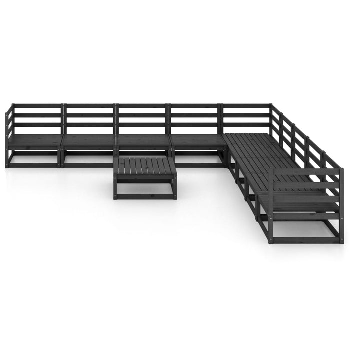 Set Divani da Giardino 10 pz Nero in Legno Massello di Pino cod mxl 37614