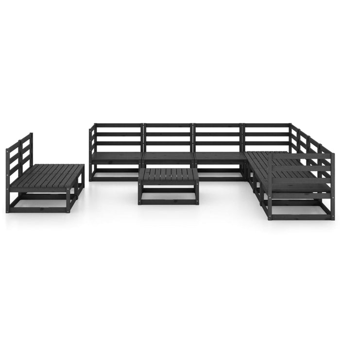 Set Divani da Giardino 10 pz Nero in Legno Massello di Pino cod mxl 37624