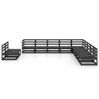 Set Divani da Giardino 11 pz Nero in Legno Massello di Pino cod mxl 37635