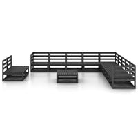 Set Divani da Giardino 12 pz Nero in Legno Massello di Pino cod mxl 37636