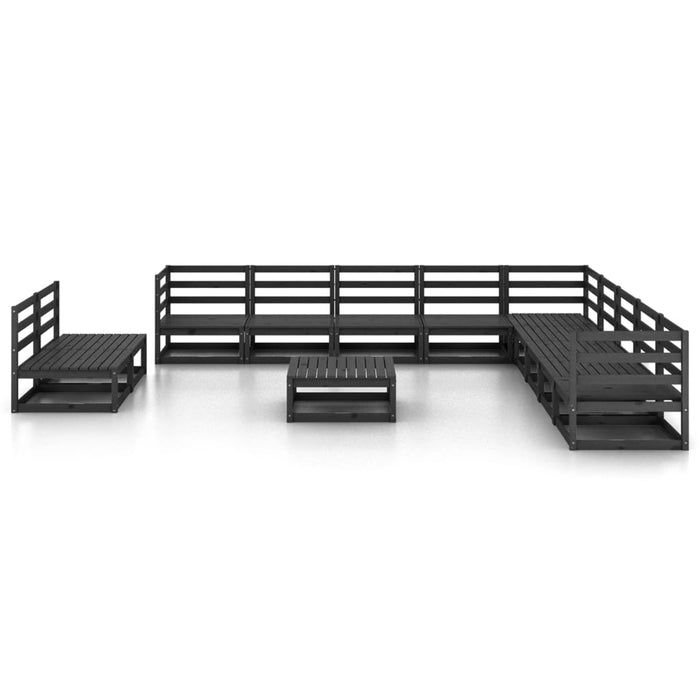 Set Divani da Giardino 12 pz Nero in Legno Massello di Pino cod mxl 37636