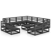 Set Divani da Giardino 12 pz Nero in Legno Massello di Pino cod mxl 37654