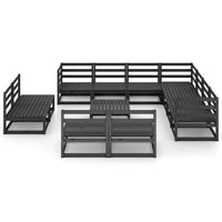 Set Divani da Giardino 12 pz Nero in Legno Massello di Pino cod mxl 37654