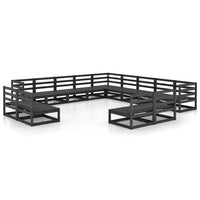 Set Divani da Giardino 13 pz Nero in Legno Massello di Pino 3075908