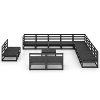 Set Divani da Giardino 14 pz Nero in Legno Massello di Pino cod mxl 37665