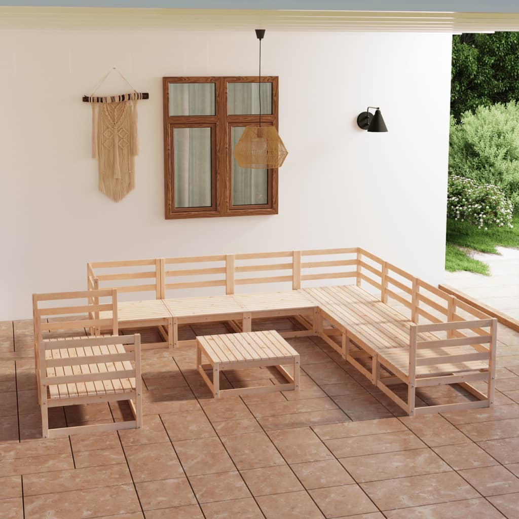 Set Divani da Giardino 10 pz in Legno Massello di Pino 3075919