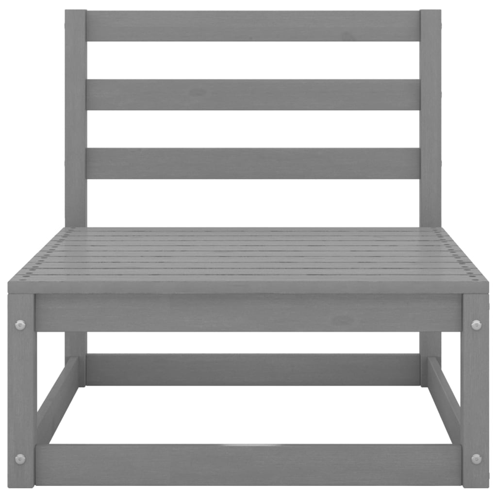 Set Divani da Giardino 10 pz Grigio in Legno Massello di Pino 3075921