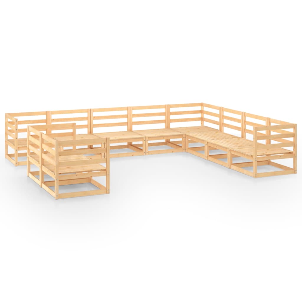 Set Divani da Giardino 10 pz in Legno Massello di Pino 3075924