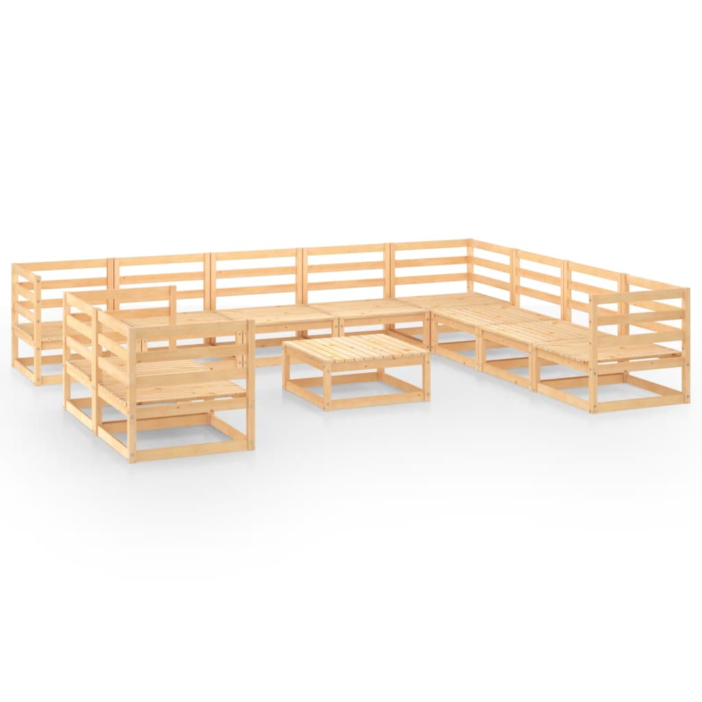 Set Divani da Giardino 11 pz in Legno Massello di Pino cod mxl 41345