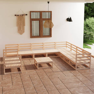 Set Divani da Giardino 11 pz in Legno Massello di Pino cod mxl 41345