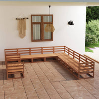 Set Divani da Giardino 11 pz Marrone Miele in Massello di Pino 3075937