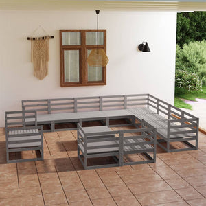 Set Divani da Giardino 13 pz Grigio in Legno Massello di Pino cod mxl 37114