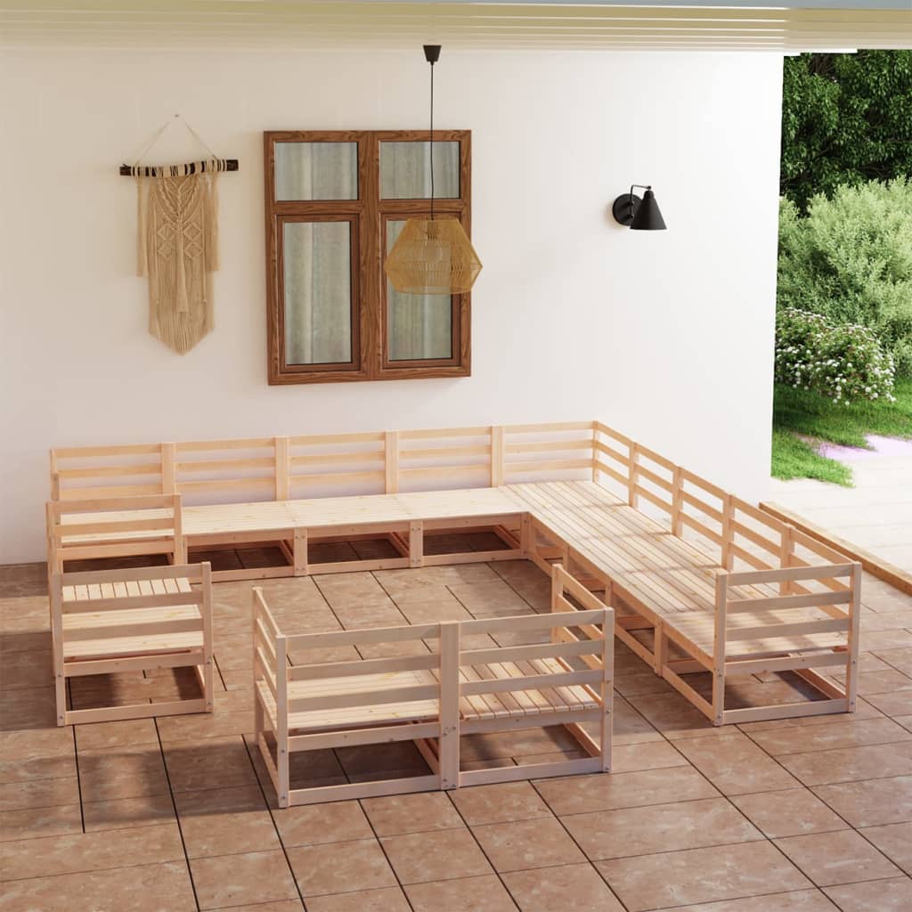 Set Divani da Giardino 13 pz in Legno Massello di Pino cod mxl 37120