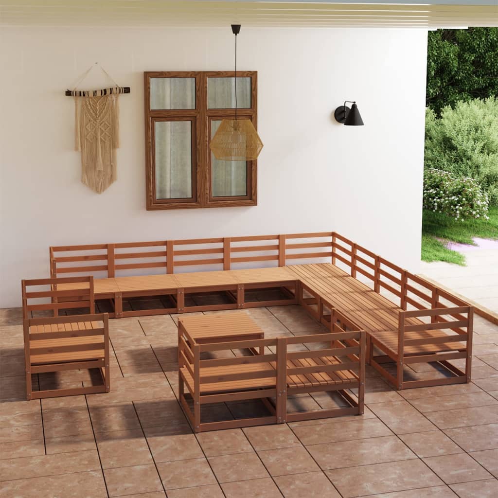 Set Divani da Giardino 14 pz in Legno Massello di Pino  cod mxl 37115