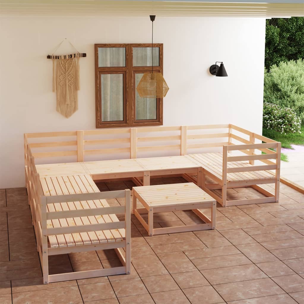 Set Divani da Giardino 9 pz in Legno Massello di Pino 3075979