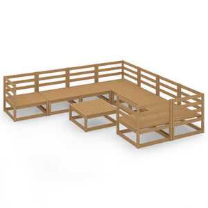 Set Divani da Giardino 9 pz in Legno Massello di Pino cod mxl 37131