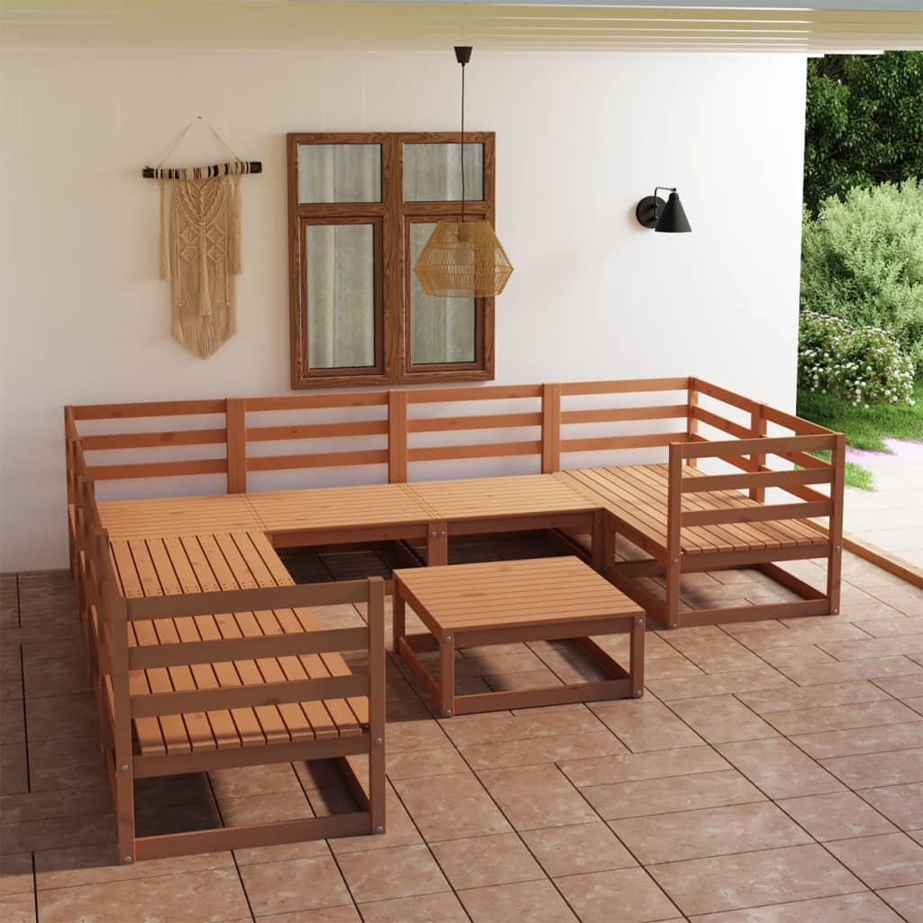 Set Divani da Giardino 9 pz in Legno Massello di Pino cod mxl 37131