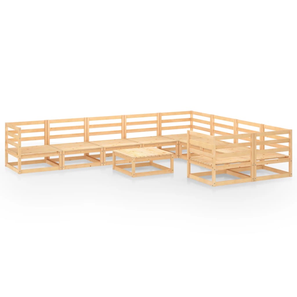 Set Divani da Giardino 10 pz in Legno Massello di Pino cod mxl 41362