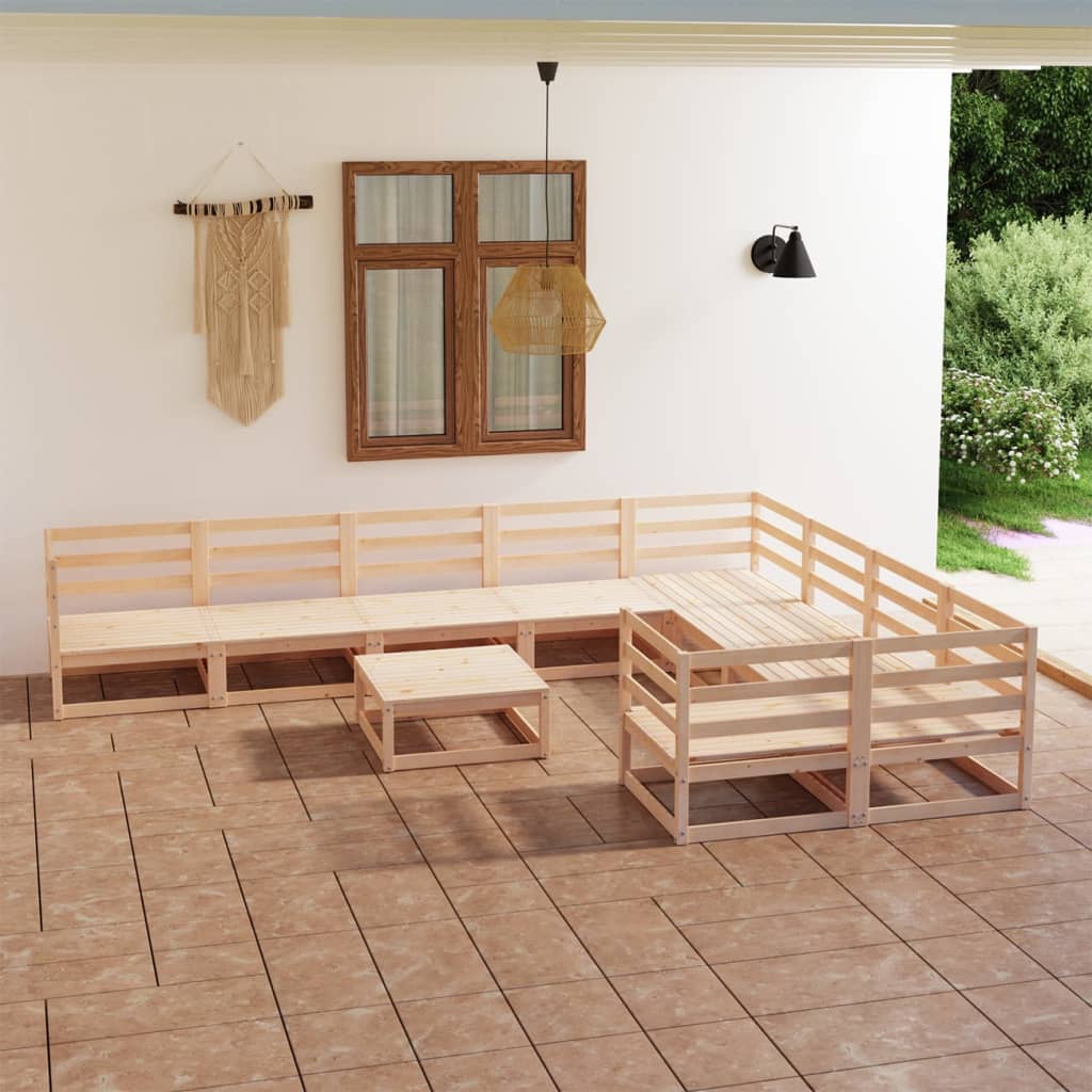 Set Divani da Giardino 10 pz in Legno Massello di Pino cod mxl 41362