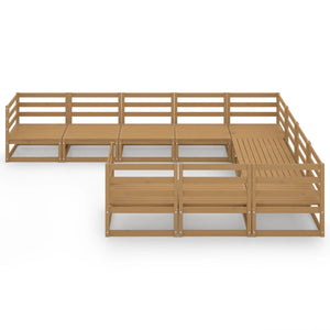 Set Divani da Giardino 10 pz in Legno Massello di Pino  cod mxl 37146