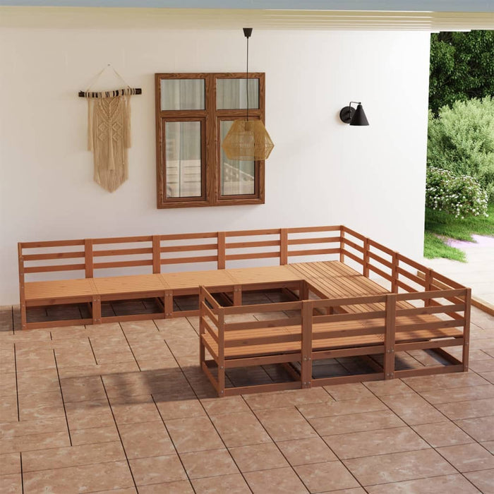 Set Divani da Giardino 10 pz in Legno Massello di Pino  cod mxl 37146