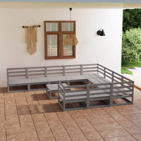 Set Divani da Giardino 11 pz in Legno Massello di Pino 3076001