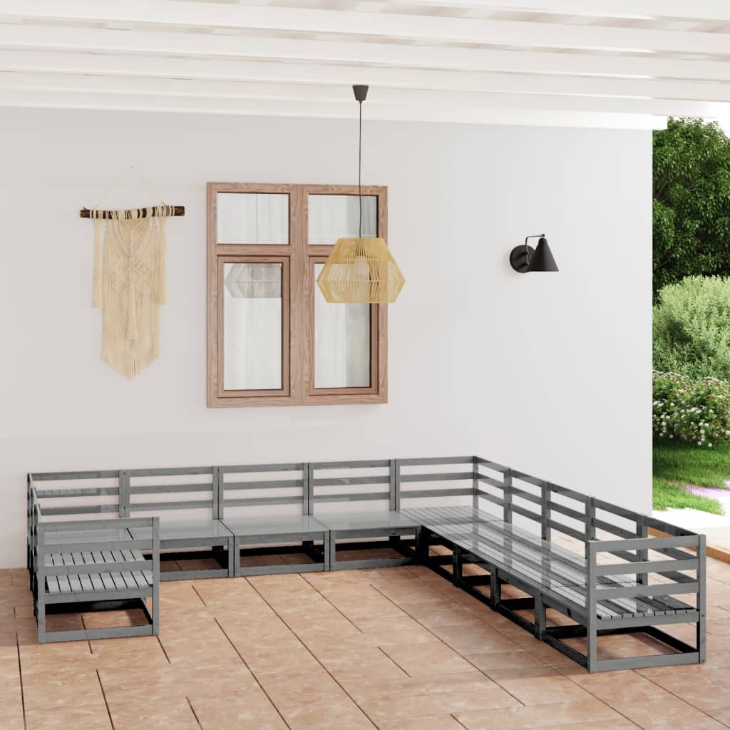 Set Divani da Giardino 11 pz in Legno Massello di Pino 3076016