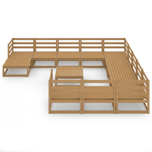 Set Divani da Giardino 13 pz in Legno Massello di Pino cod mxl 37212