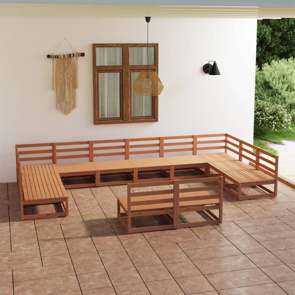 Set Divani da Giardino 12 pz in Legno Massello di Pino cod mxl 37310