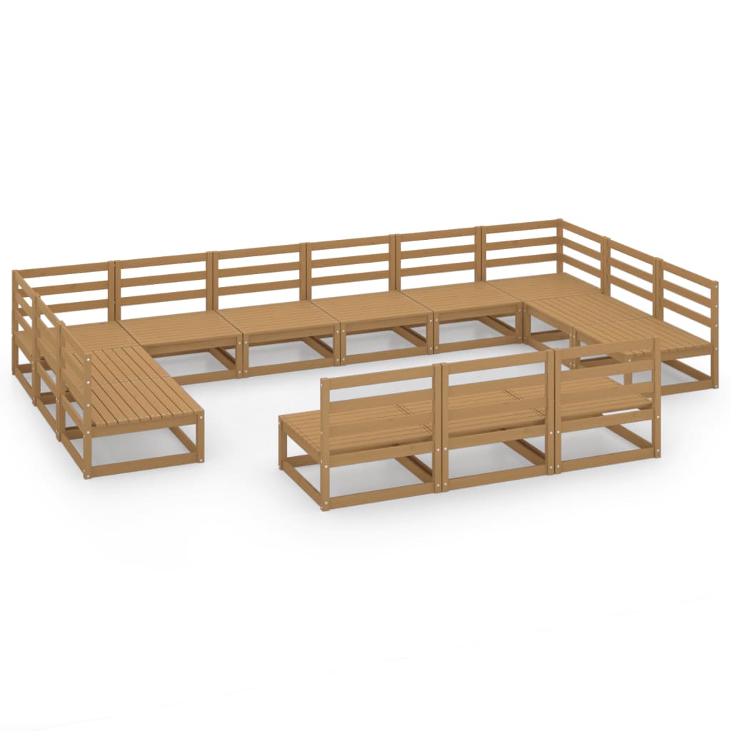 Set Divani da Giardino 13 pz in Legno Massello di Pino cod mxl 37321