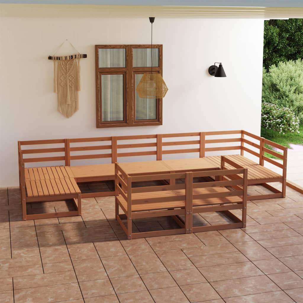 Set Divani da Giardino 9 pz in Legno Massello di Pino cod mxl 37318