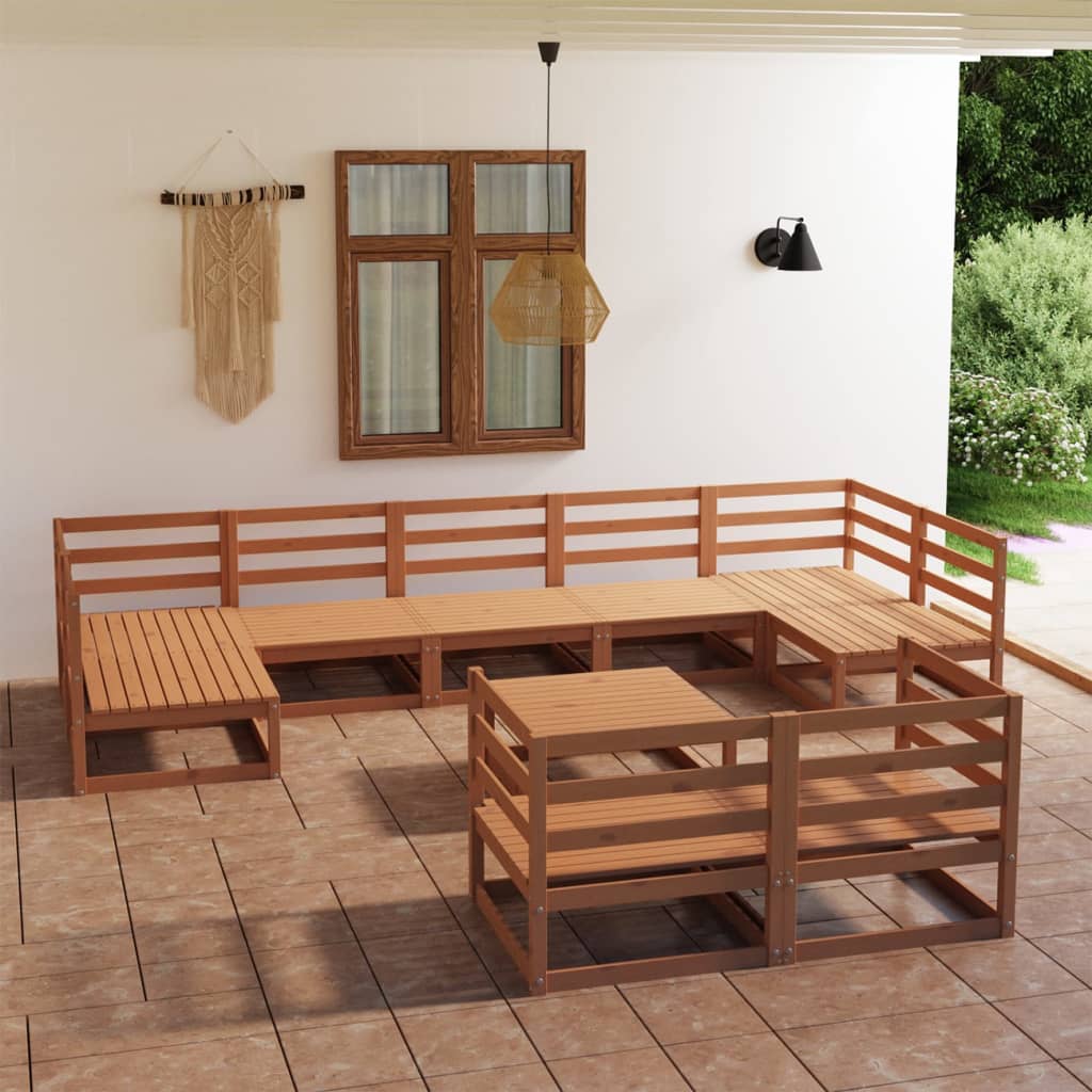 Set Divani da Giardino 10 pz in Legno Massello di Pino cod mxl 37327