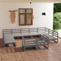 Set Divani da Giardino 11 pz in Legno Massello di Pino cod mxl 37332