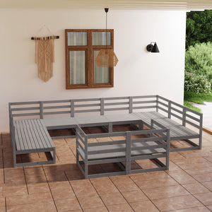 Set Divani da Giardino 11 pz in Legno Massello di Pino cod mxl 37332