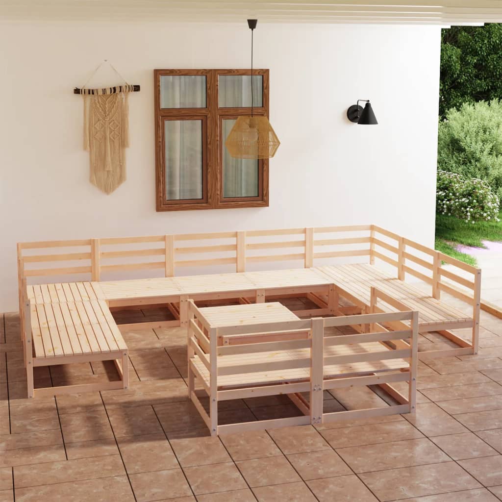 Set Divani da Giardino 12 pz in Legno Massello di Pino cod mxl 37334