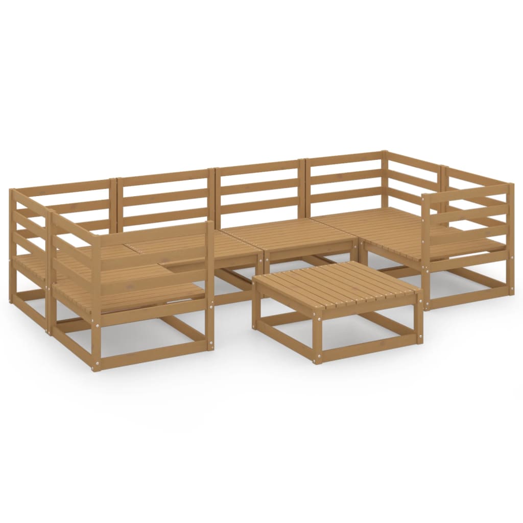 Set Divani da Giardino 7 pz in Legno Massello di Pino cod mxl 37360