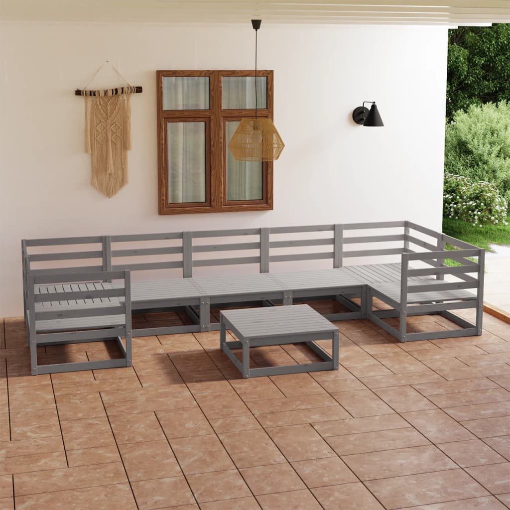 Set Salotto da Giardino 8 pz in Legno Massello di Pino 3076256