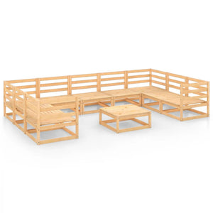 Set Divani da Giardino 10 pz in Legno Massello di Pino cod mxl 37381